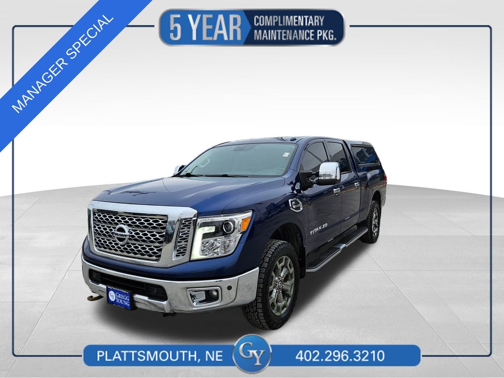 Deep Blue Pearl 2017 Nissan Titan XD SL Crew Cab 4WD Pickup Truck Four-Wheel Drive 6-Speed Automatic