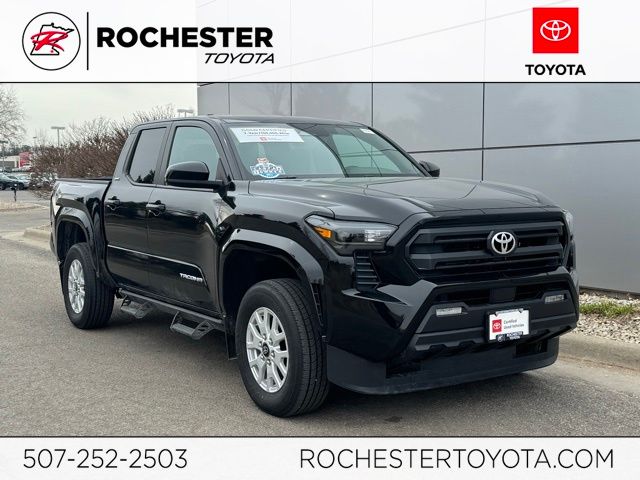 Black 2024 Toyota Tacoma SR5 Double Cab 4WD Pickup Truck Four-Wheel Drive 8-Speed Automatic