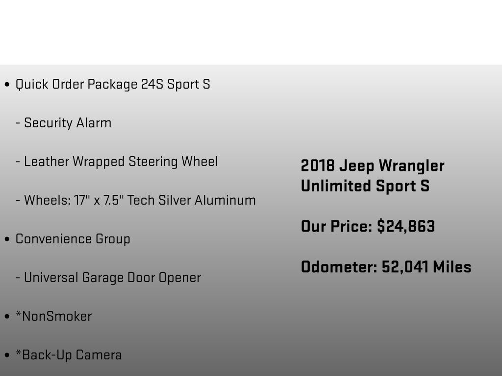 2018 Jeep Wrangler Unlimited Sport S White at Subaru and VW of Moon Township