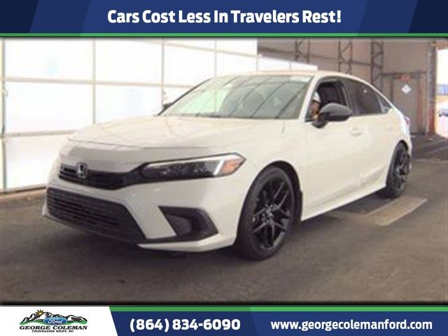 White 2023 Honda Civic Sport FWD Sedan Front-Wheel Drive Continuously Variable Transmission