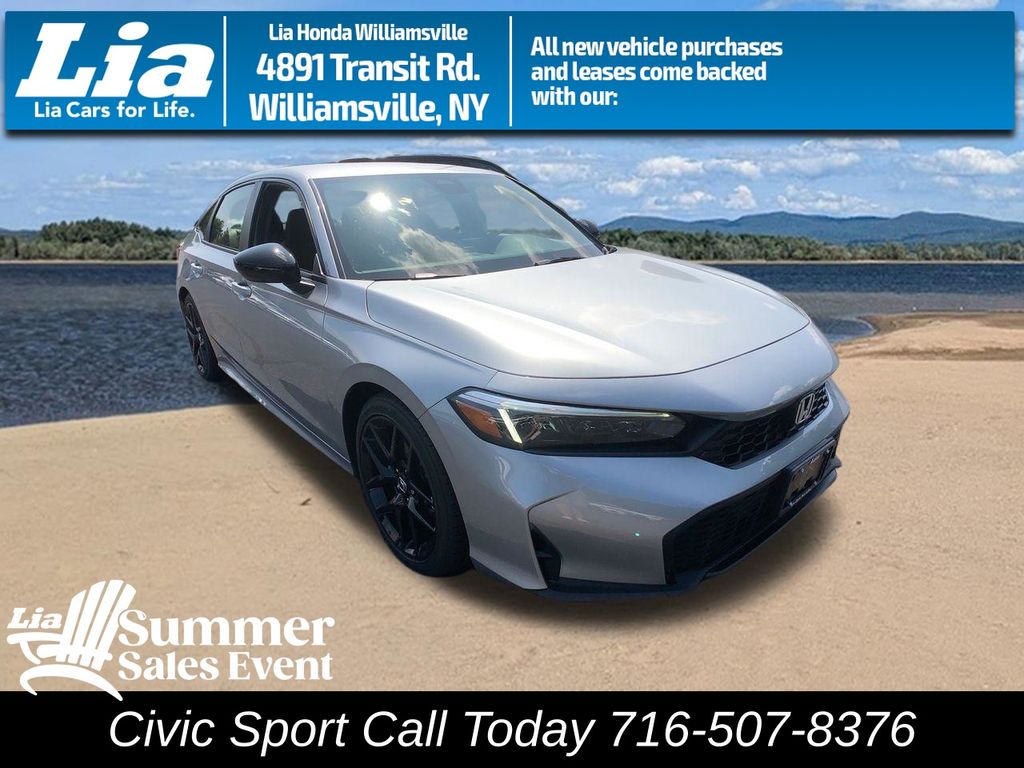Solar Silver Metallic 2026 Honda Civic Sport FWD Sedan Front-Wheel Drive Continuously Variable Transmission