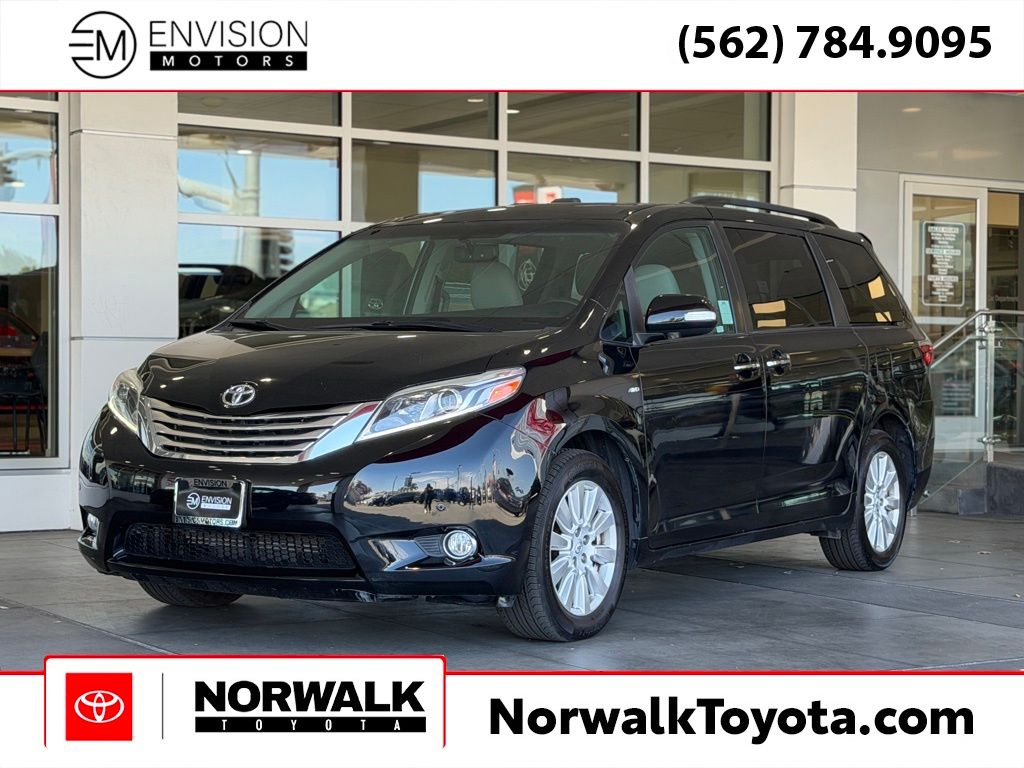 Midnight Black Metallic 2017 Toyota Sienna Limited 7-Passenger AWD Minivan All-Wheel Drive 8-Speed Automatic