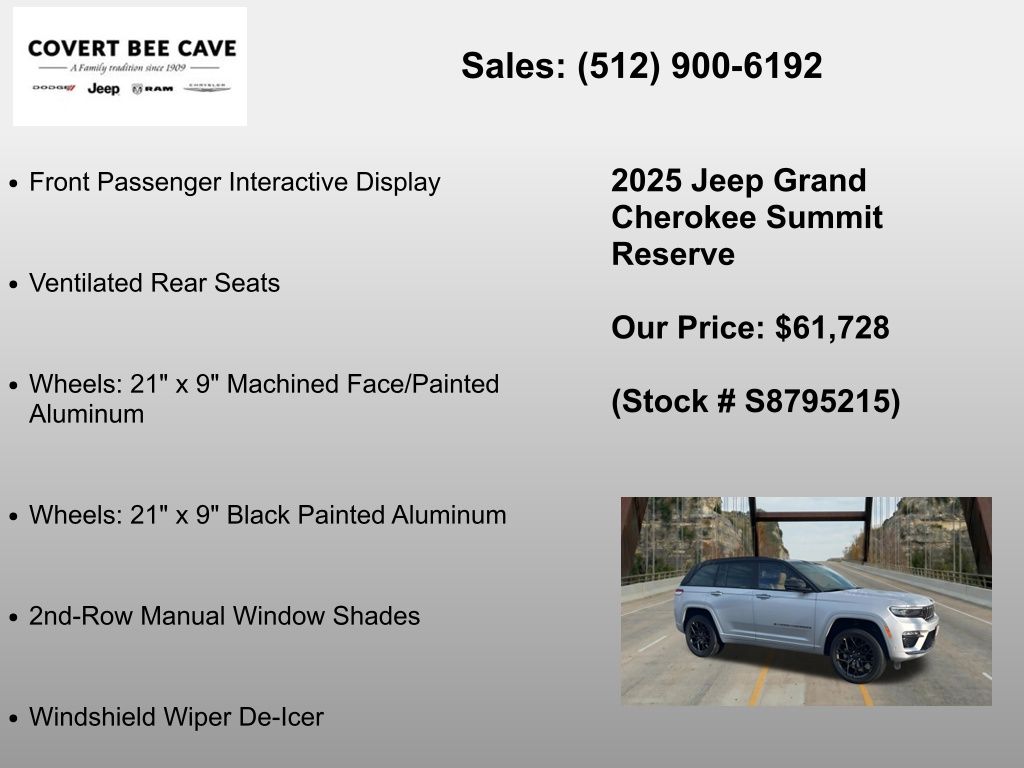 New Car 2025 Jeep Grand Cherokee  Summit For Sale Under $70,000 In Austin, Texas