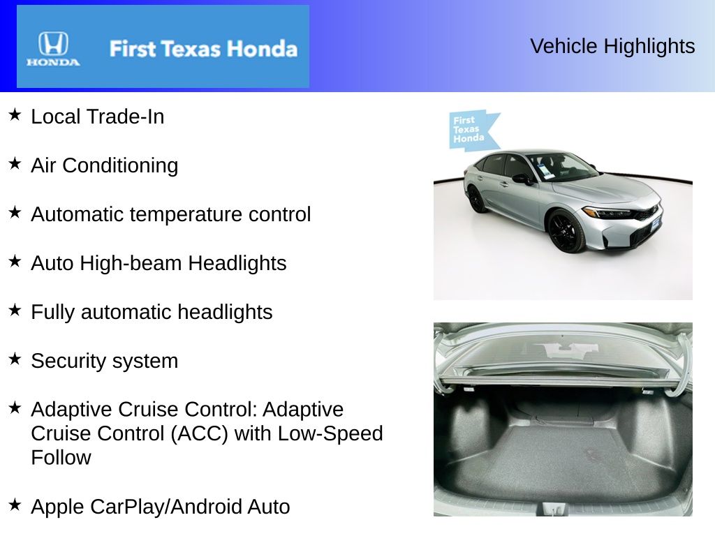 Used Car 2025 Honda Civic  Sport For Sale Under $30,000 In Austin, Texas