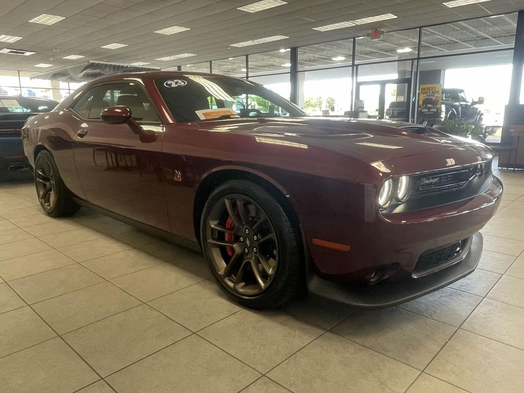 Octane Red Pearlcoat 2023 Dodge Challenger R/T Scat Pack RWD Coupe Rear-Wheel Drive 8-Speed Automatic