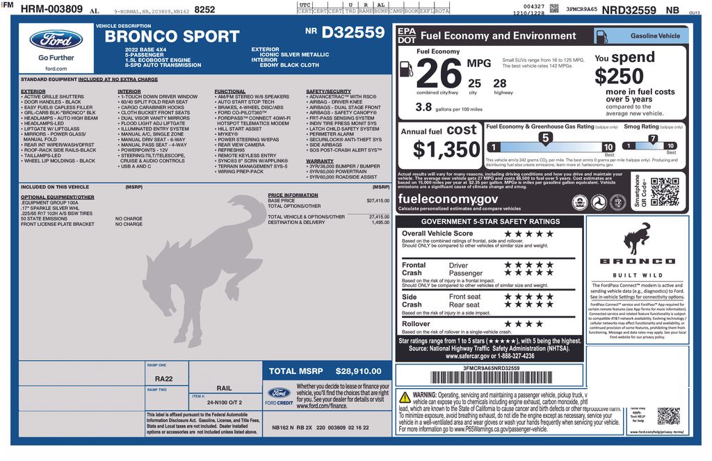 2022 Iconic Silver Metallic Ford Bronco Sport Base 4X4 SUV