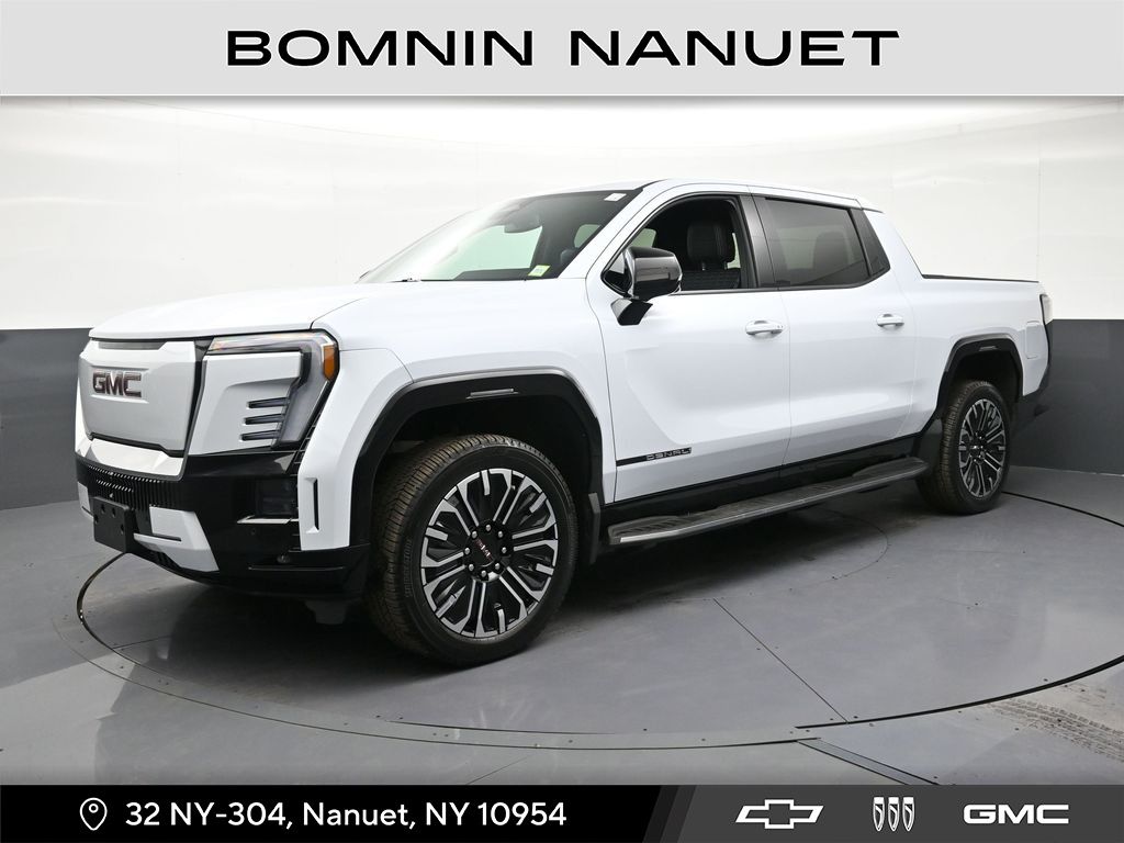 Glacier White 2026 GMC Sierra EV Denali Crew Cab (Standard Range) e4WD Pickup Truck All-Wheel Drive 1-Speed Automatic