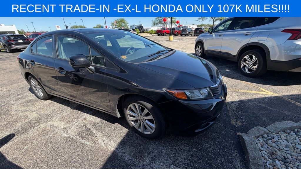 Black 2012 Honda Civic EX-L Sedan Front-Wheel Drive 5-Speed Automatic