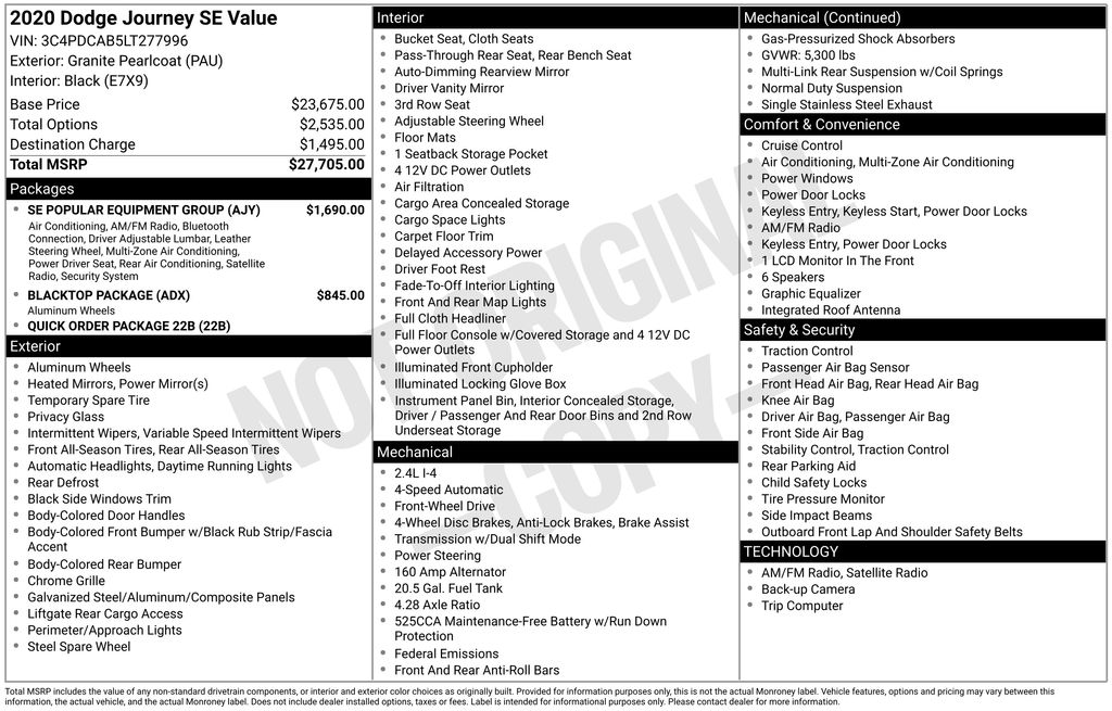 Used 2020 Dodge Journey SUV