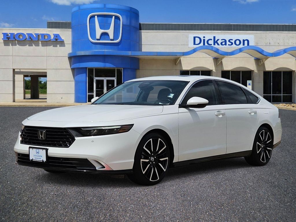 White 2023 Honda Accord Hybrid Touring FWD Sedan Front-Wheel Drive Continuously Variable Transmission