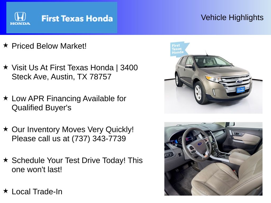 Used Car 2014 Ford Edge  Sel For Sale Under $15,000 In Austin, Texas