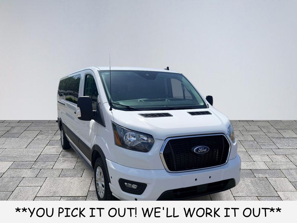 Oxford White 2024 Ford Transit Passenger 350 XLT Low Roof LB RWD Van Rear-Wheel Drive