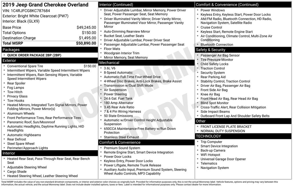 2019 Jeep Grand Cherokee Overland 4WD