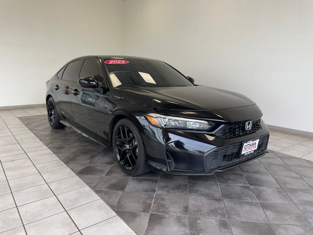 Black 2025 Honda Civic Sport FWD Sedan Front-Wheel Drive Continuously Variable Transmission