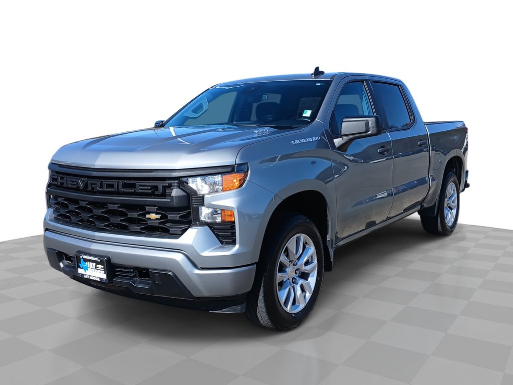 Sterling Gray Metallic 2025 Chevrolet Silverado 1500 Custom Crew Cab 4WD Pickup Truck Four-Wheel Drive 8-Speed Automatic