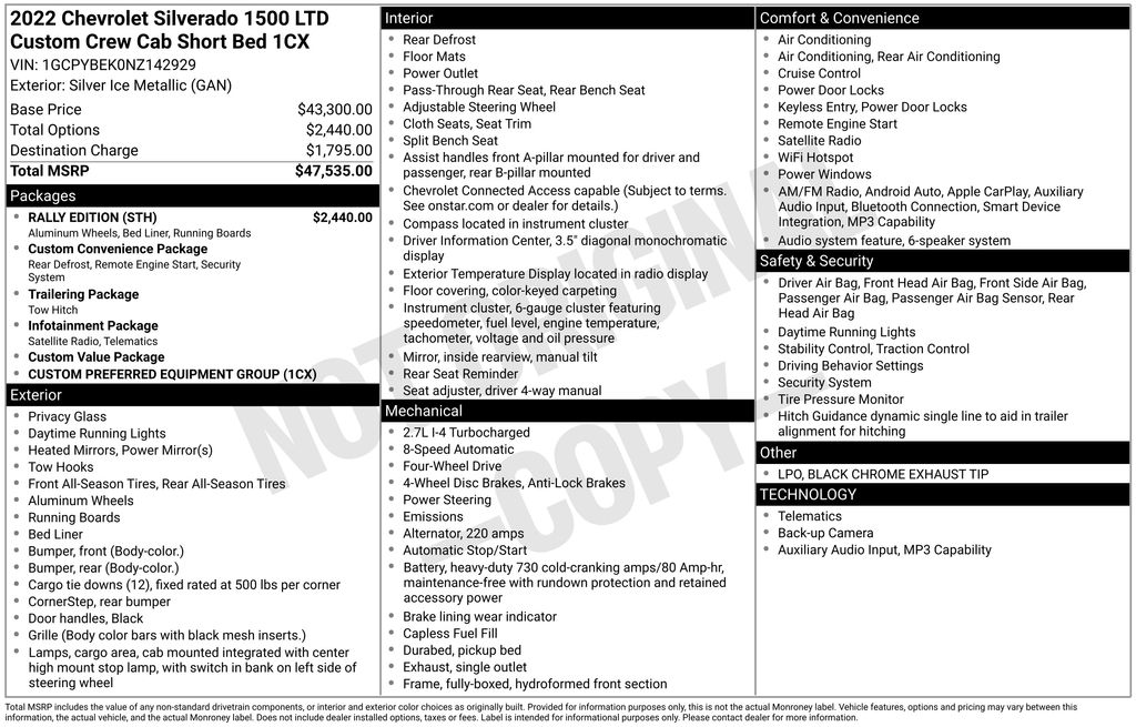 Used Car 2022 Chevrolet Silverado 1500 Ltd  Custom For Sale Under $35,000 In Austin, Texas
