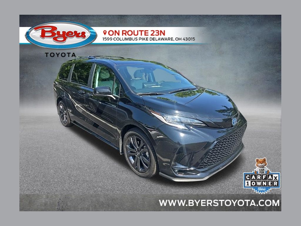 Midnight Black Metallic 2025 Toyota Sienna Minivan Front-Wheel Drive Continuously Variable Transmission