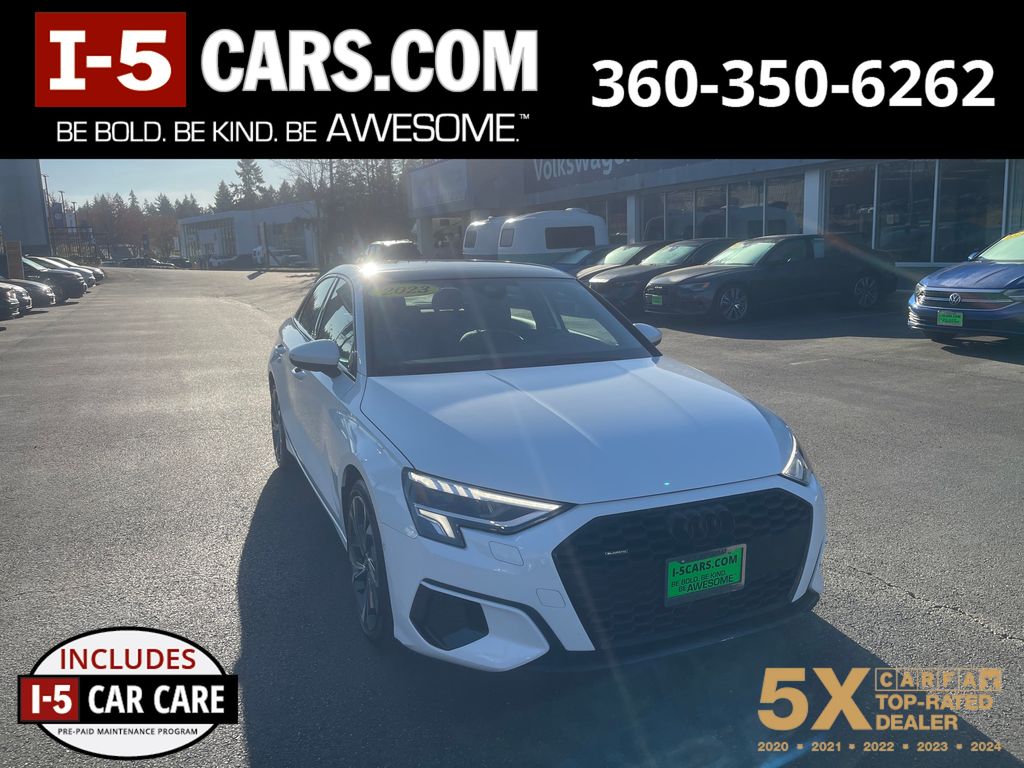 Ibis White 2023 Audi A3 40 TFSI quattro Premium AWD Sedan All-Wheel Drive 7-Speed Automatic