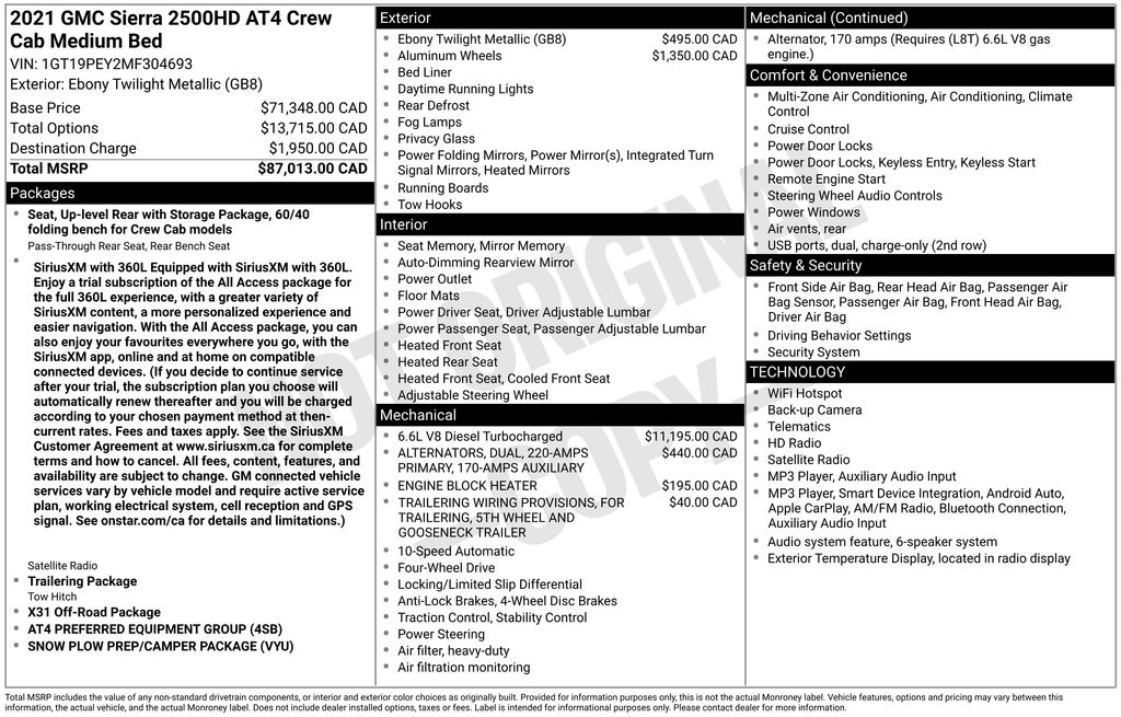 2021 GMC Sierra 2500HD AT4 Crew Cab 4WD
