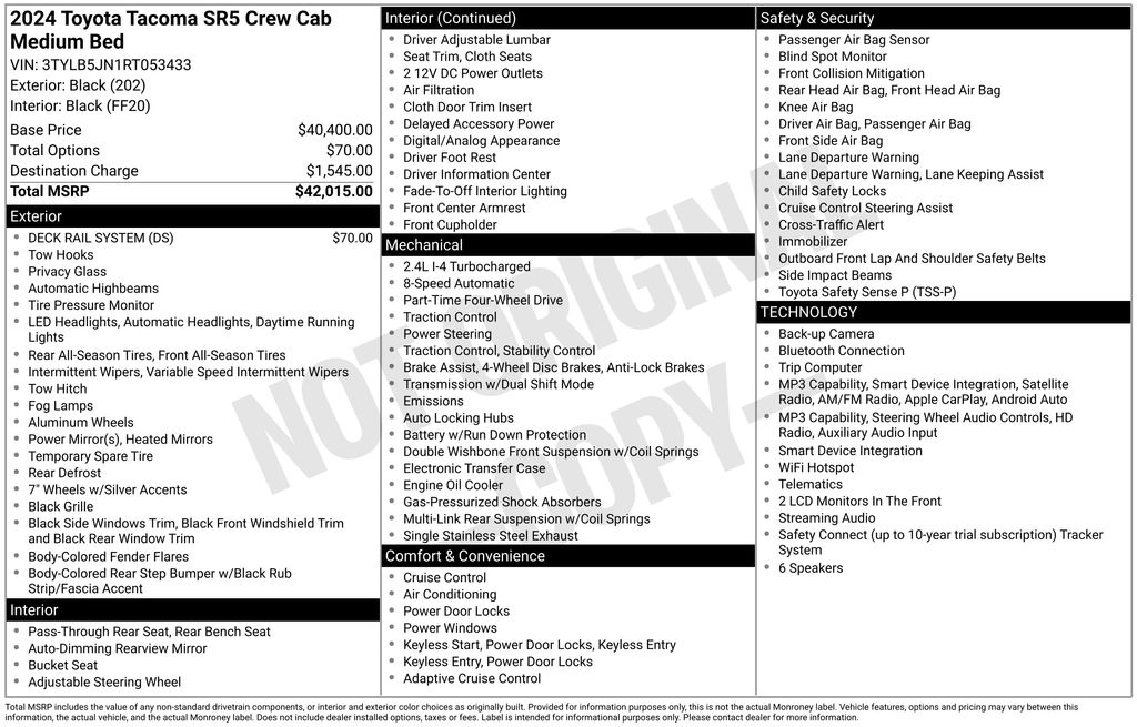 Certified Used 2024 Black Toyota SR5 image 2
