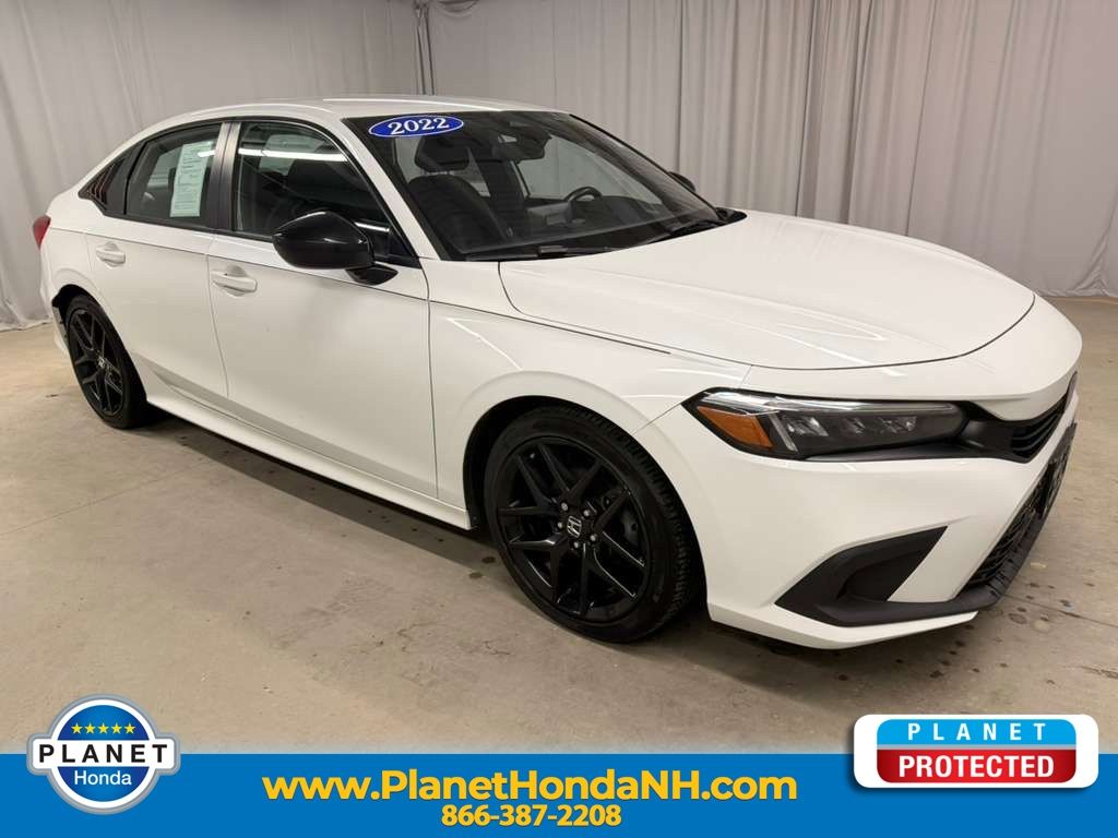 Platinum White Pearl 2022 Honda Civic Sedan Front-Wheel Drive Continuously Variable Transmission