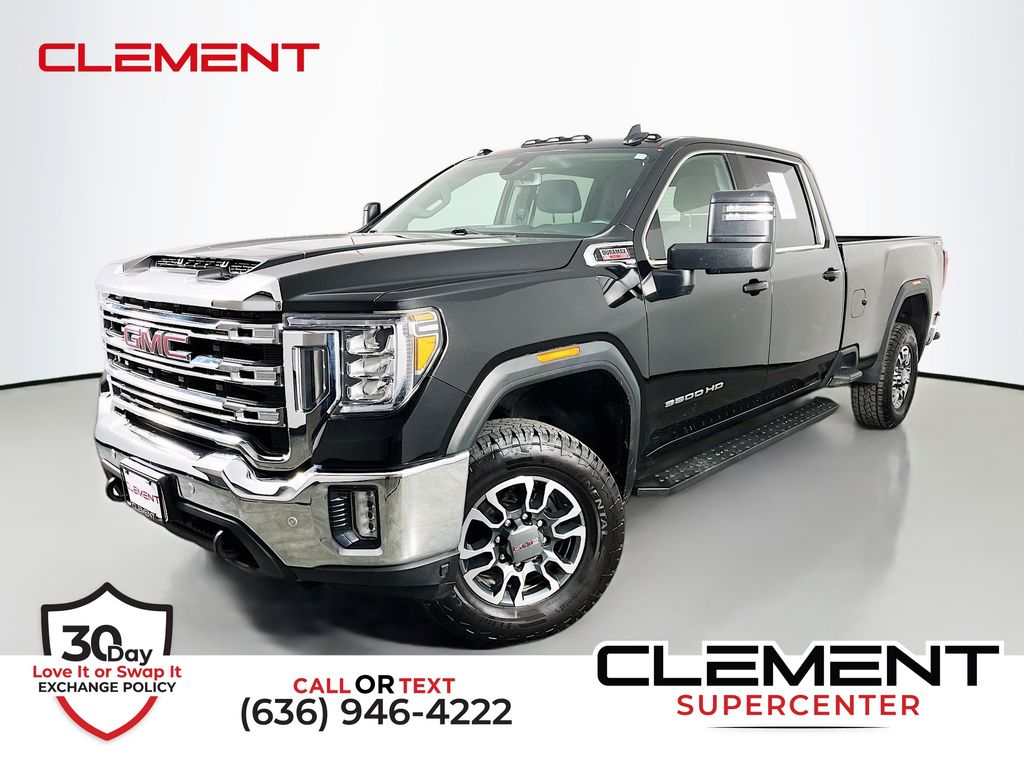 Black (Ebony Twilight Metallic) 2023 GMC Sierra 3500HD SLE Crew Cab 4WD Pickup Truck Four-Wheel Drive Automatic
