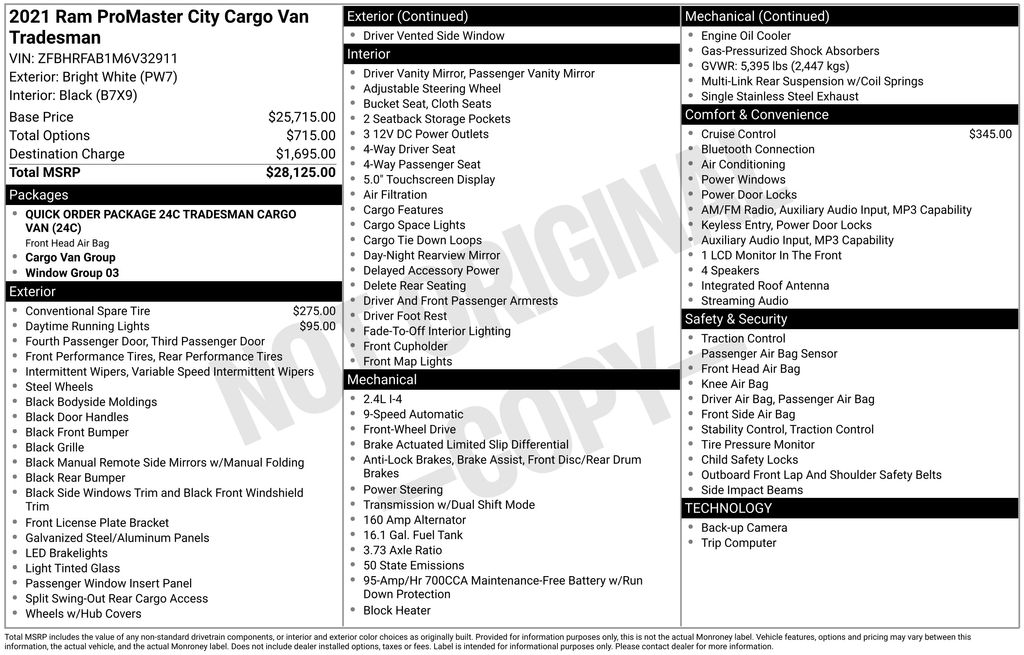 2021 Ram ProMaster City Tradesman Cargo Van