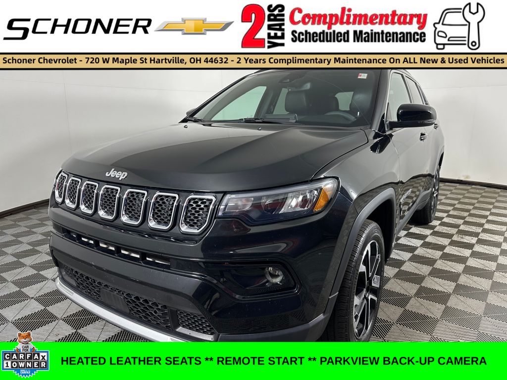 Diamond Black Crystal Pearlcoat 2023 Jeep Compass SUV / Crossover Four-Wheel Drive 8-Speed Automatic