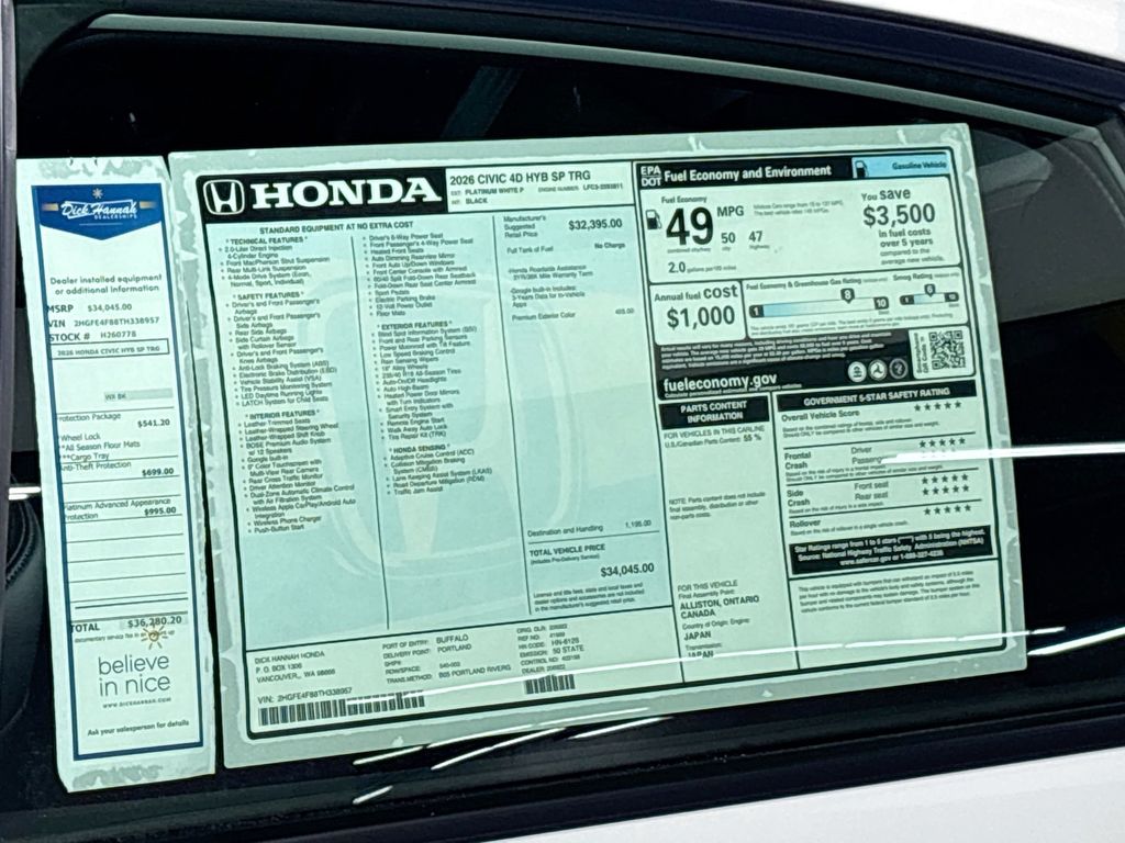 2026 Honda Civic Hybrid Sport Touring