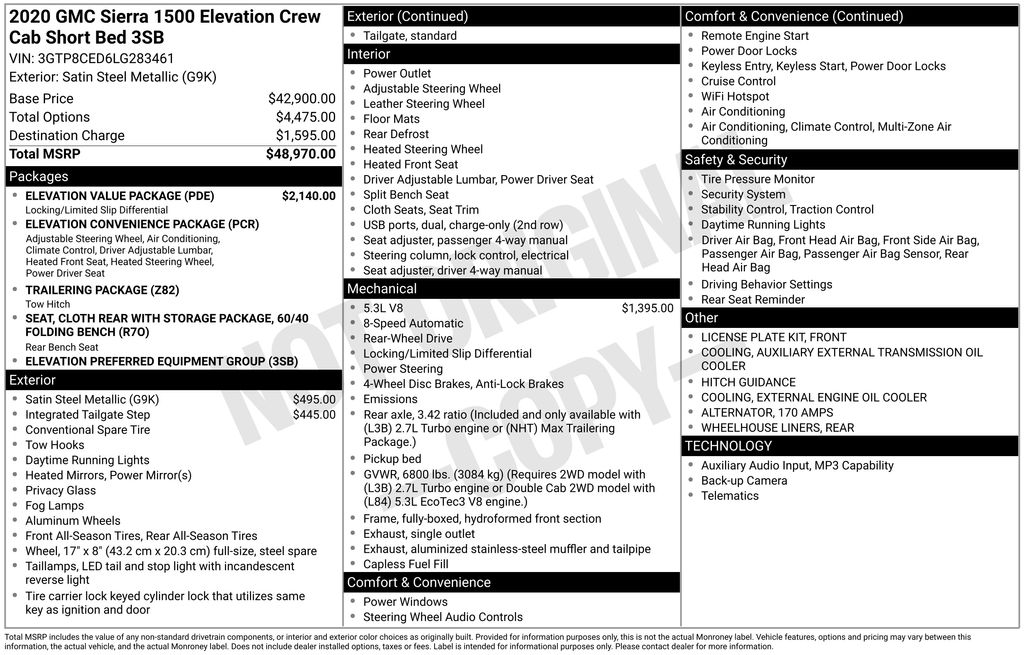 Used Car 2020 Gmc Sierra 1500  Elevation For Sale Under $25,000 In Austin, Texas