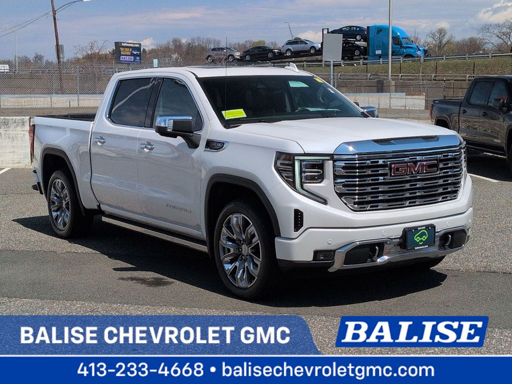 White Frost Tricoat 2023 GMC Sierra 1500 Denali Crew Cab 4WD Pickup Truck Four-Wheel Drive Automatic