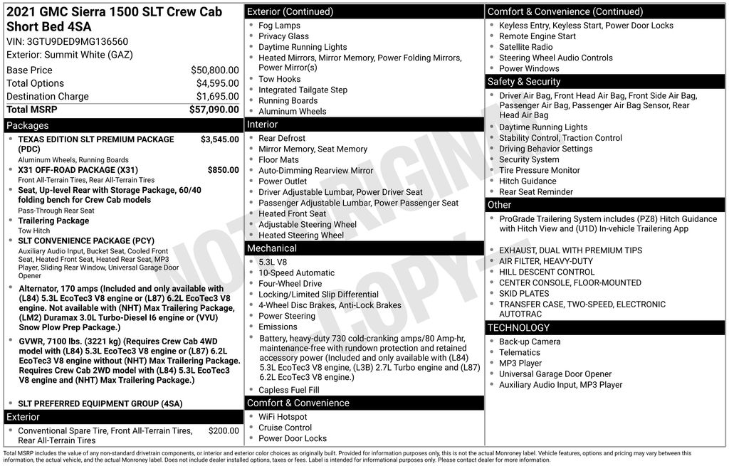 Used 2021 GMC Sierra 1500 SLT 4D Crew Cab