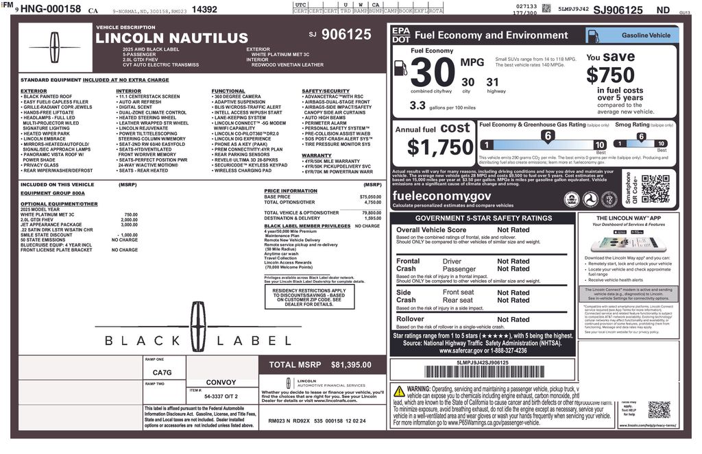 Used Car 2025 Lincoln Nautilus  Black Label For Sale Under $70,000 In Austin, Texas