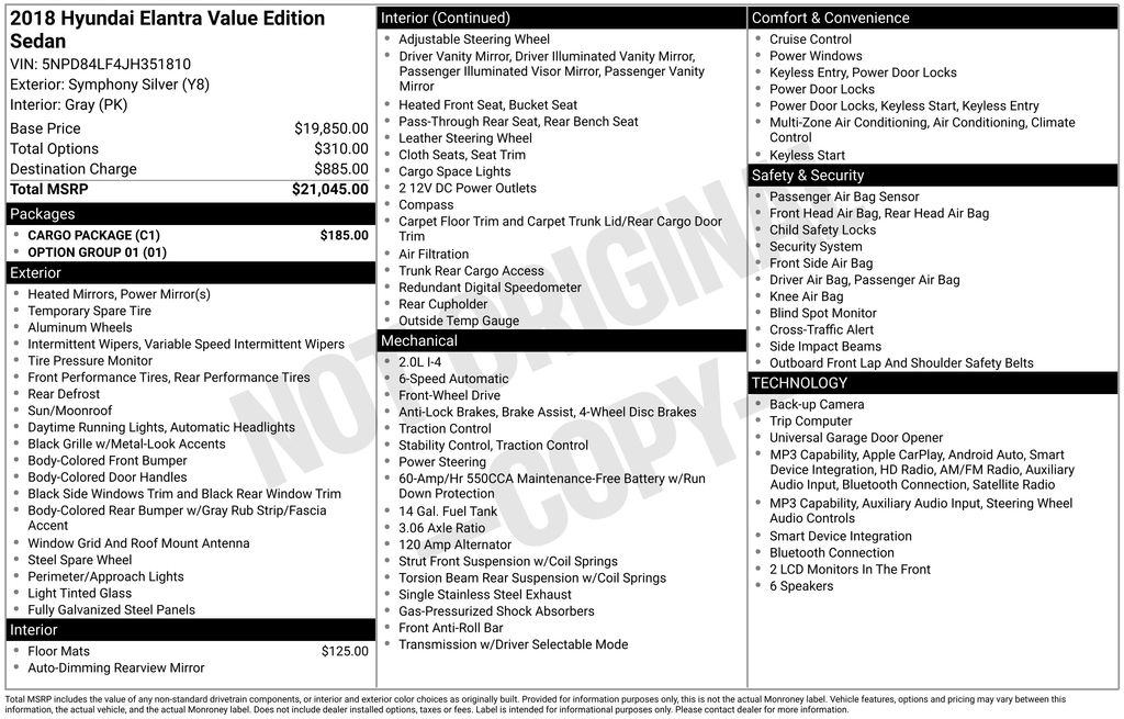 Certified Used 2018 Silver Hyundai Value Edition image 2