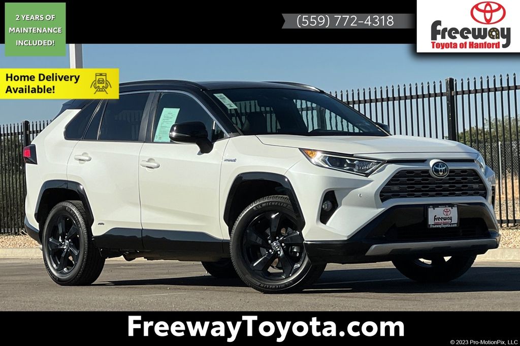 Blizzard Pearl/Midnight Black Metallic 2021 Toyota RAV4 Hybrid SUV / Crossover All-Wheel Drive Continuously Variable Transmission