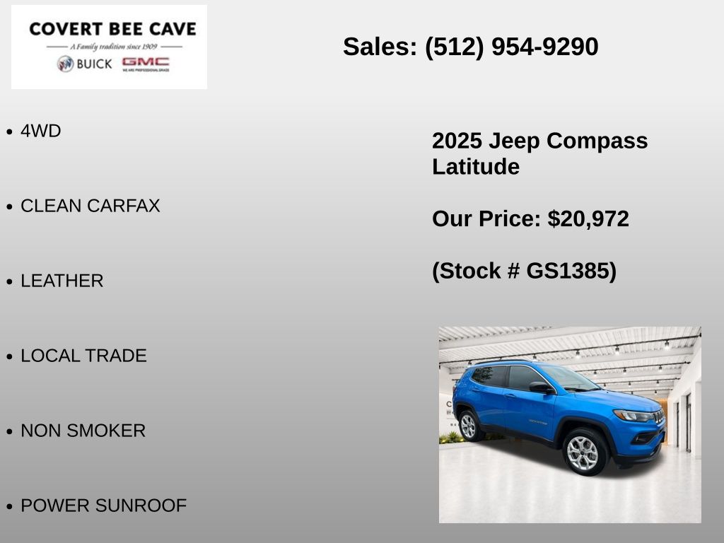 Used Car 2025 Jeep Compass  Latitude For Sale Under $25,000 In Austin, Texas