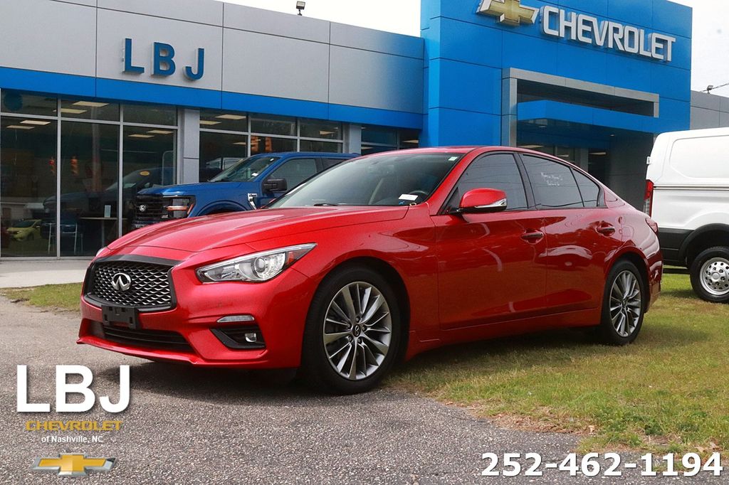 Dynamic Sunstone Red 2022 INFINITI Q50 Luxe AWD Sedan All-Wheel Drive 7-Speed Automatic Overdrive