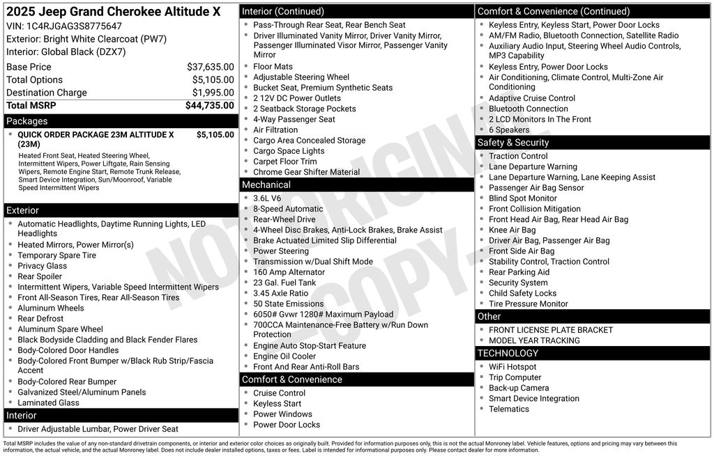 New Car 2025 Jeep Grand Cherokee  For Sale Under $35,000 In Austin, Texas