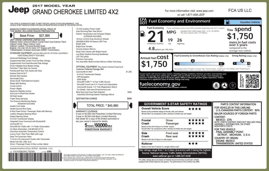 2017 Jeep Grand Cherokee Limited Black at Emmons Autoplex