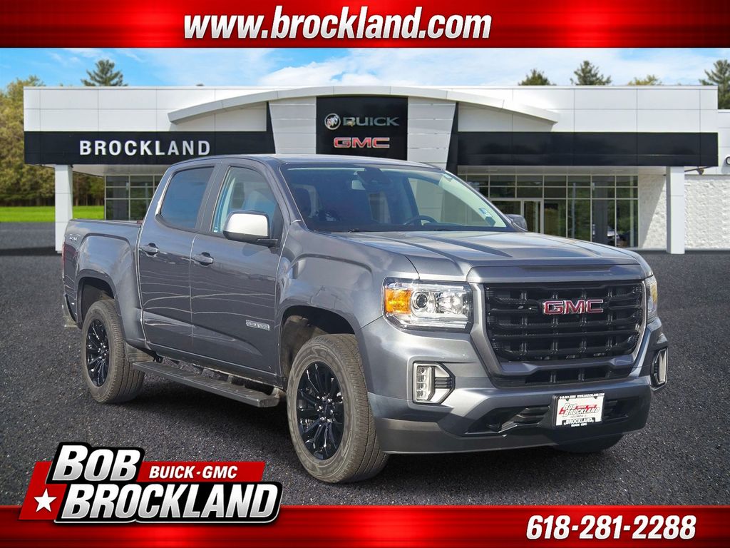Gray (Satin Steel Metallic) 2021 GMC Canyon Elevation Crew Cab 4WD Pickup Truck Four-Wheel Drive 8-Speed Automatic