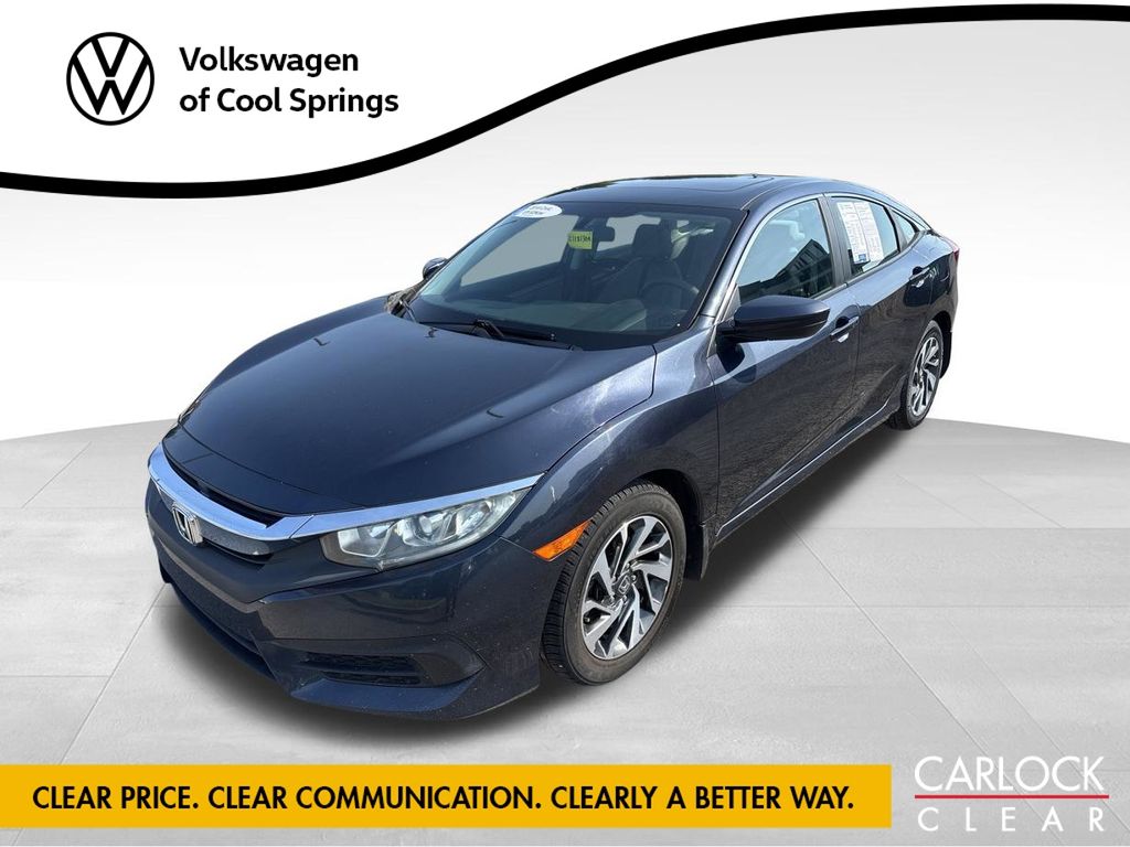 Cosmic Blue Metallic 2016 Honda Civic Sedan Front-Wheel Drive Continuously Variable Transmission