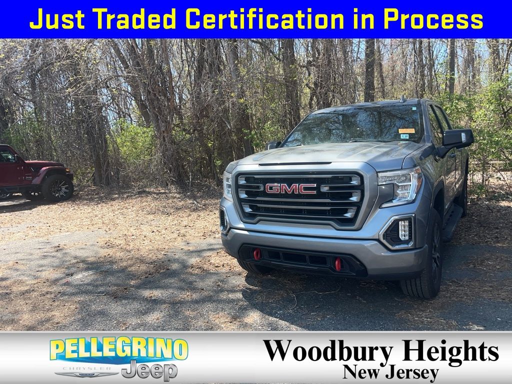 Gray (Satin Steel Metallic) 2021 GMC Sierra 1500 AT4 Crew Cab 4WD Pickup Truck Four-Wheel Drive Automatic