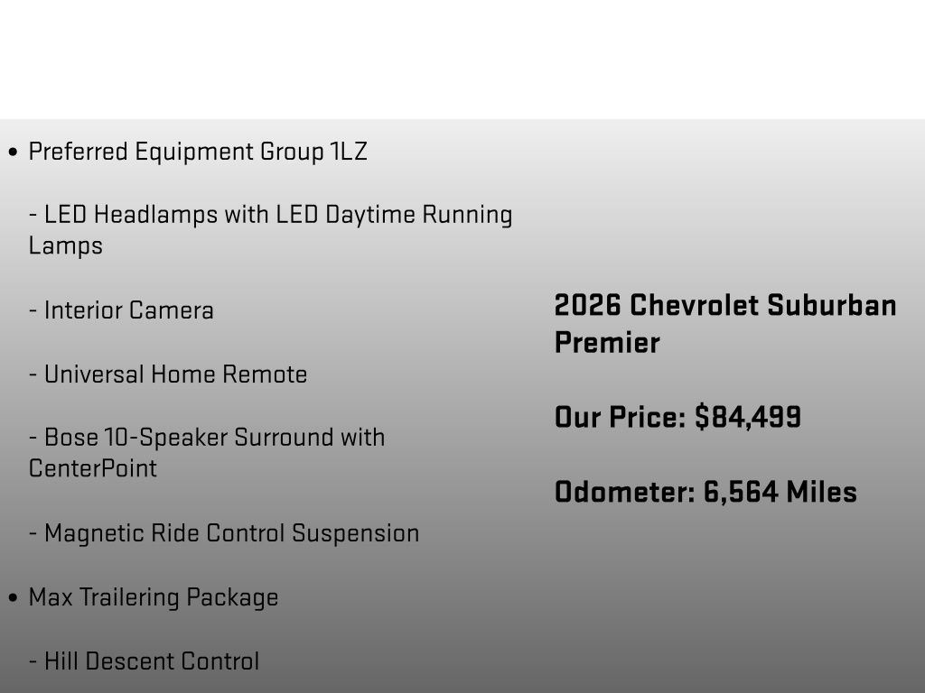 2026 Chevrolet Suburban Premier Black at Klick Lewis Buick Chevrolet