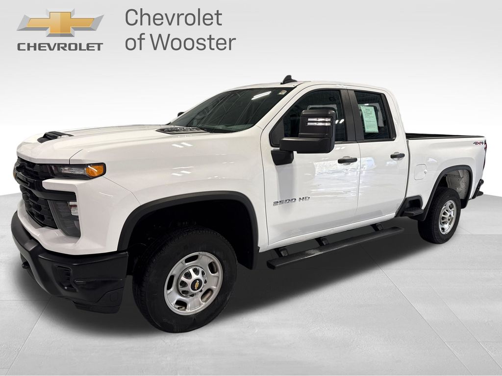 Summit White 2024 Chevrolet Silverado 2500HD Work Truck Double Cab 4WD Pickup Truck Four-Wheel Drive Automatic