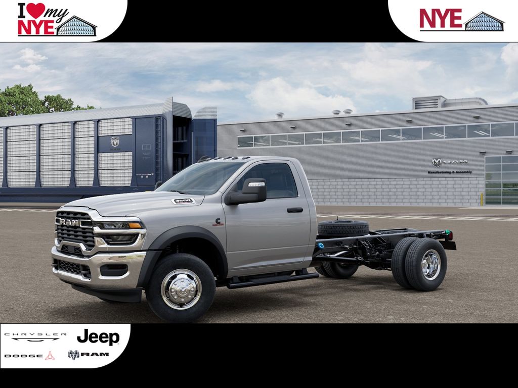 Silver 2026 RAM 3500 Chassis Tradesman Regular Cab LB DRW 4WD Pickup Truck Four-Wheel Drive 8-Speed Automatic