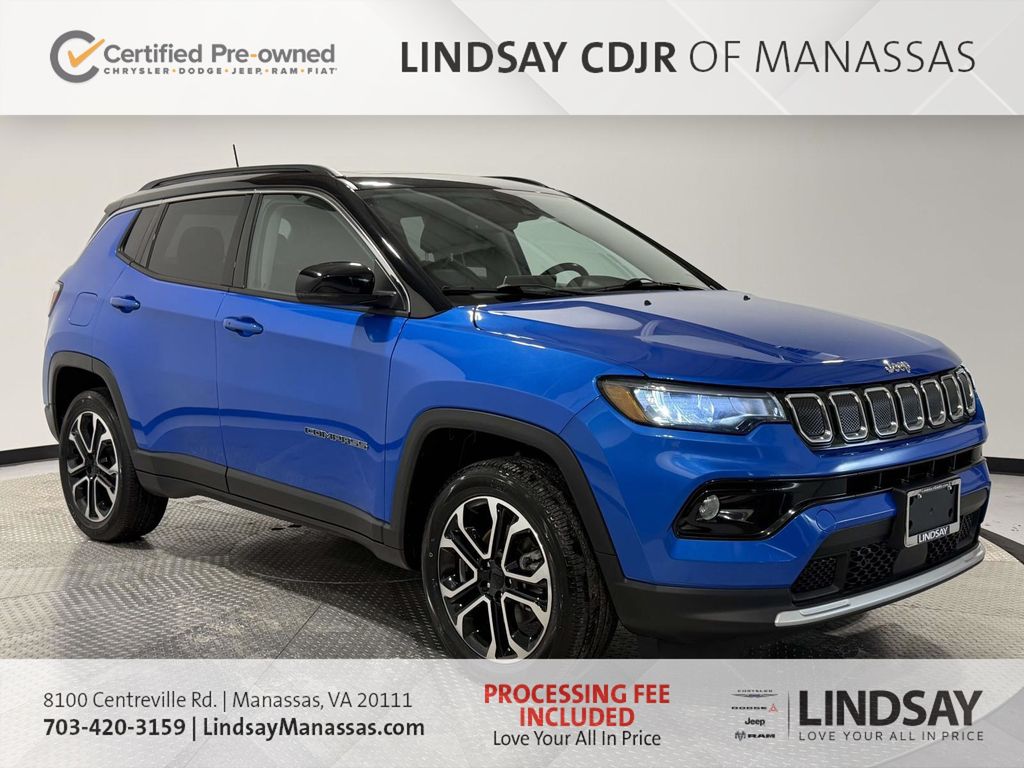 Laser Blue Pearlcoat 2022 Jeep Compass Limited 4WD SUV / Crossover Four-Wheel Drive 9-Speed Automatic