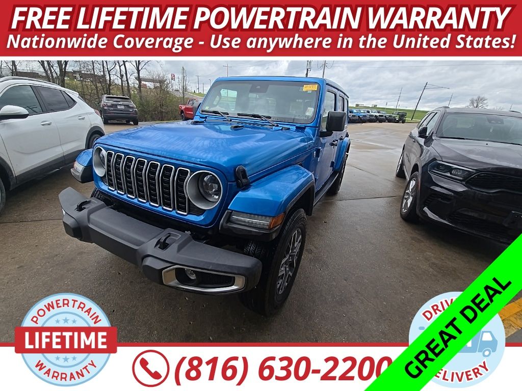 Hydro Blue Pearl Coat 2024 Jeep Wrangler Sahara 4-Door 4WD SUV / Crossover Four-Wheel Drive 8-Speed Automatic