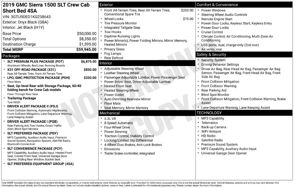 2019 GMC Sierra 1500 SLT Black at Carlisle Cadillac Buick GMC