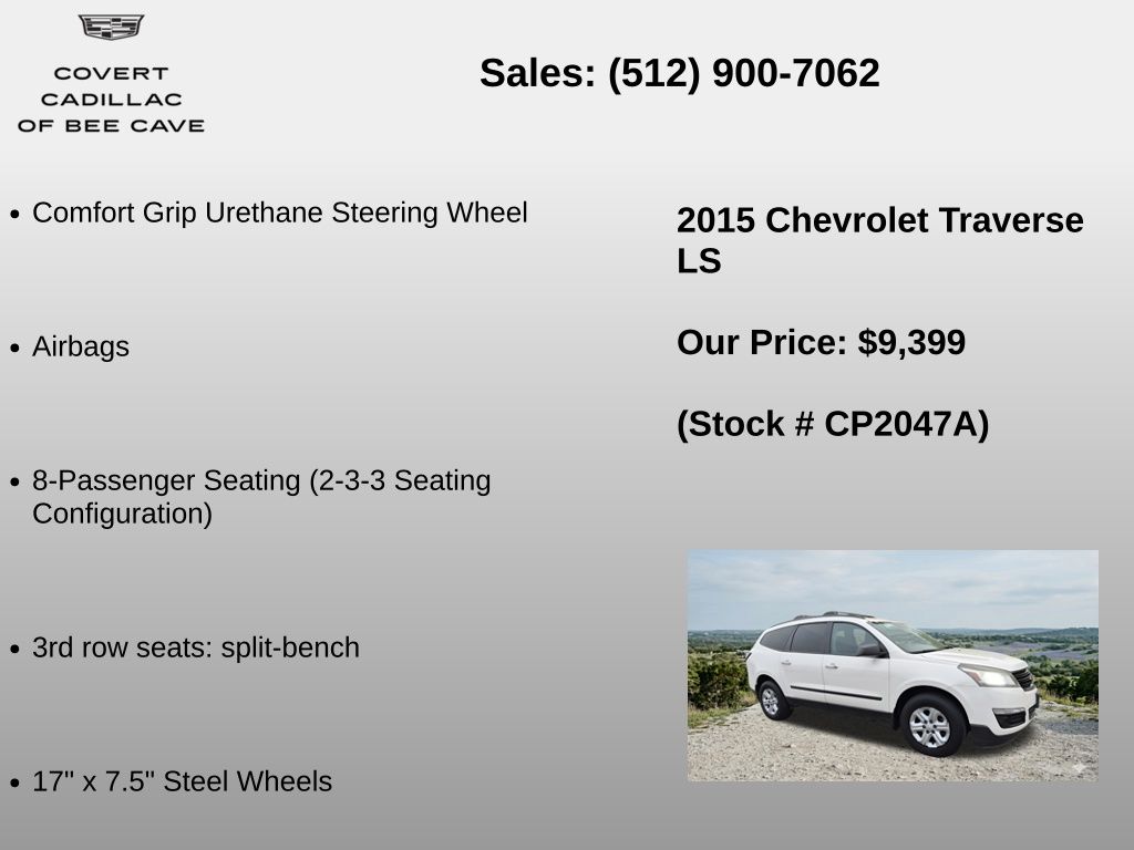Used Car 2015 Chevrolet Traverse  Ls For Sale Under $10,000 In Austin, Texas