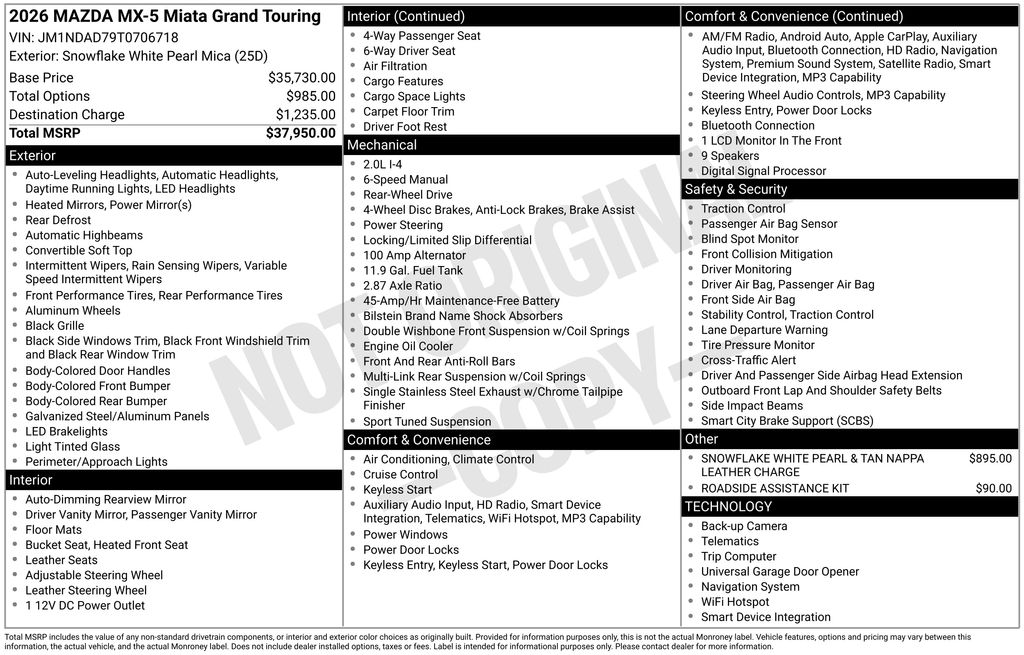 New 2026 White Mazda Grand Touring image 3